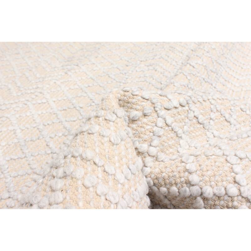 ECARPETGALLERY Braid weave Sienna Light Grey Wool Rug - 5'2 x 7'2