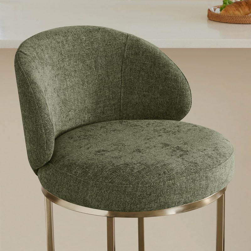 Spruce & Spring Chloe Upholstered Swivel Counter Bar Stool with Metal Frame and Arched Back