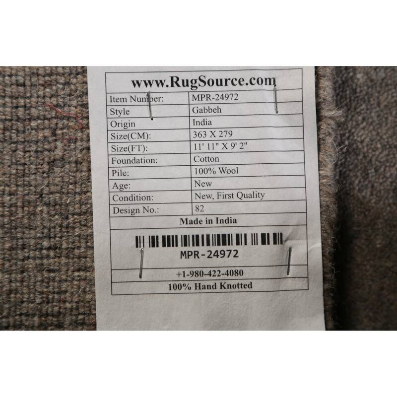 Tribal Gabbeh Indian Area Rug Hand-Knotted Living Room Wool Carpet - 9'2" x 11'11"