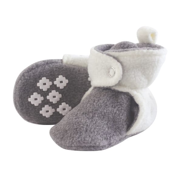 slide 1 of 1, Little Treasure Baby Cozy Fleece Booties, Heather Gray Cream 0-6 Months - Heather Gray Cream