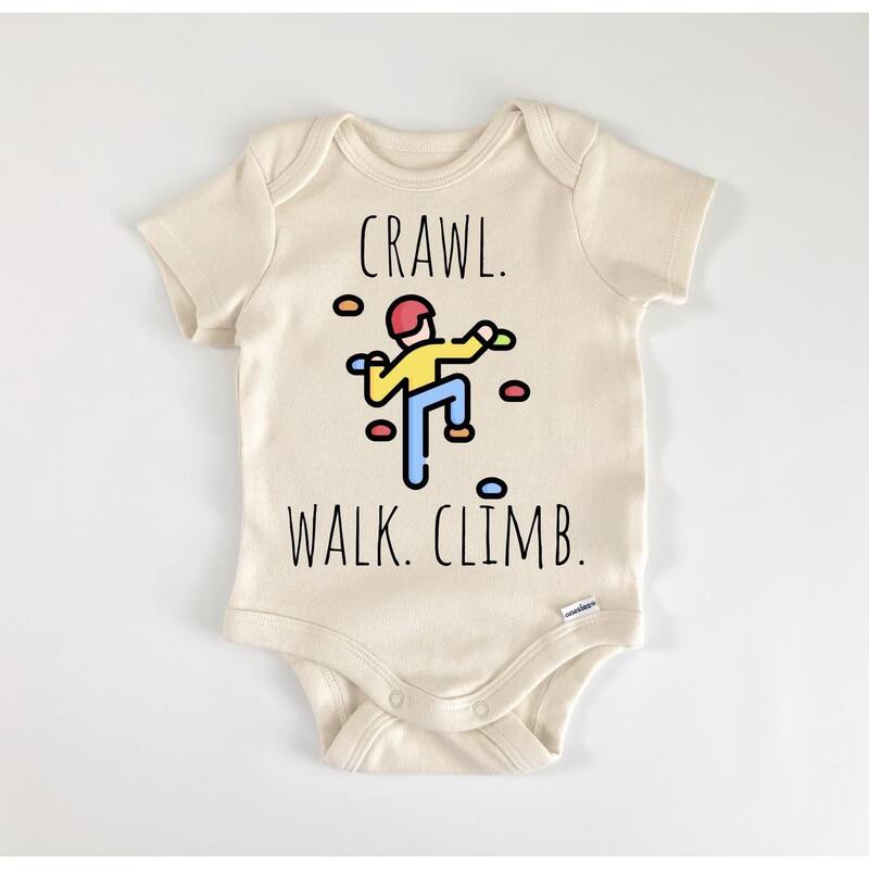 Rock Climbing - Baby Boy Girl Clothes Infant Bodysuit Funny Cute - Blue - 0-3M