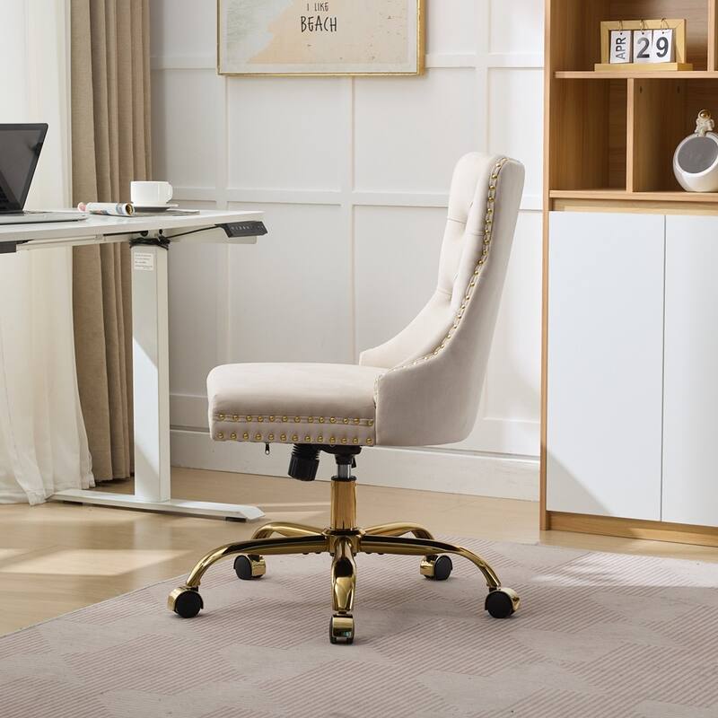 Modern Velvet Upholstered Tufted Button Home Office Chair