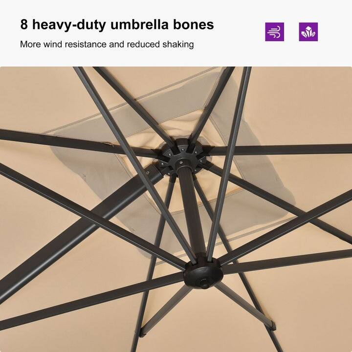 PURPLE LEAF 6 x 10 ft Left-right Tilting Patio Cantilever Umbrella with 360-degree Rotation
