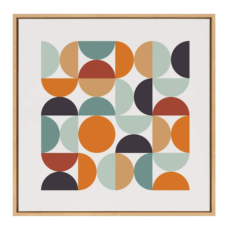 Kate and Laurel Sylvie Circles and Curves Retro Color Framed Canvas by The Creative Bunch Studio