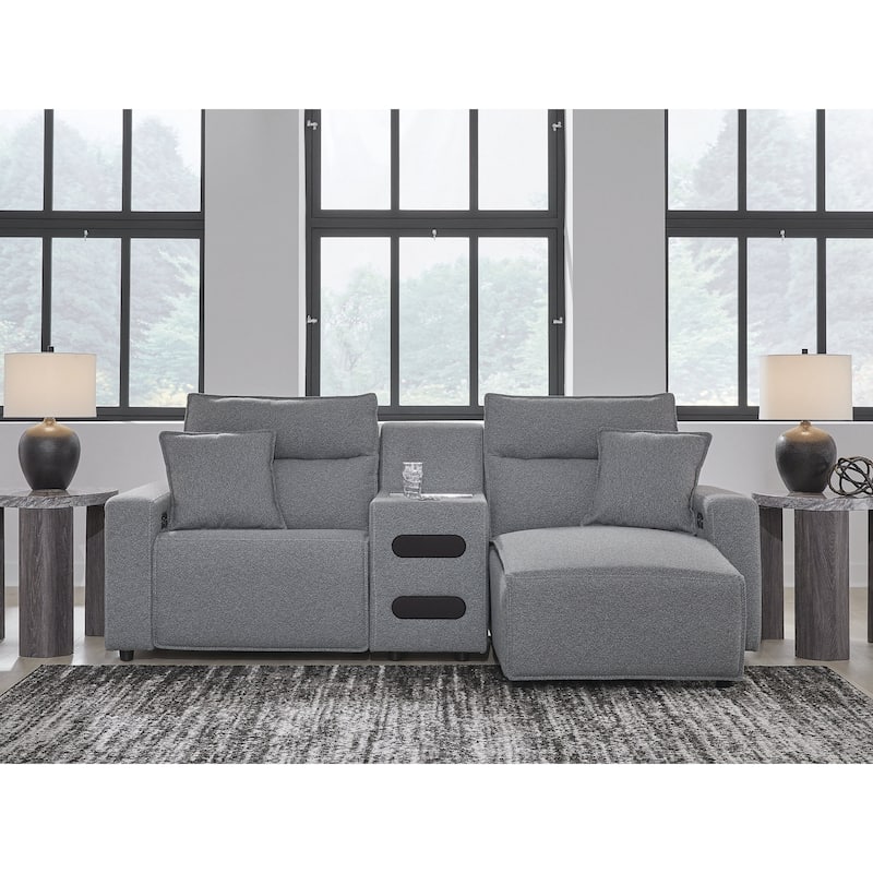 Signature Design by Ashley Modmax Gray 3-Piece Power Reclining Sectional with Chaise - 100" W x 63" D x 41" H