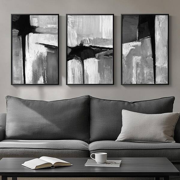 Framed Black and White Gray Modern Abstract Wall Art - Bed Bath ...