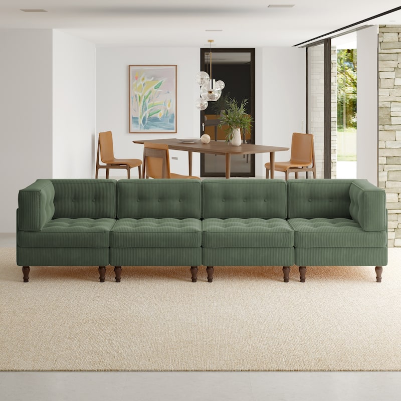 Oversized Modular Sectional Corduroy Fabric Tufted Sofa