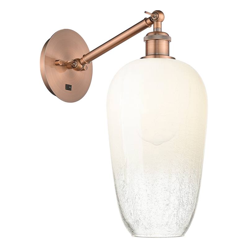 Innovations Lighting 317-1W-15-7 Brookhaven Flute Sconce Brookhaven - Antique Copper / Opal
