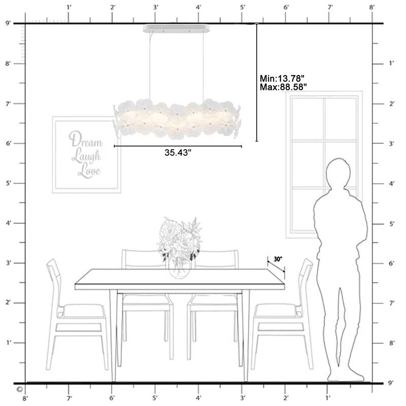 Linear LED Chandelier with Clear & Frosted Glass Petals Dimmable