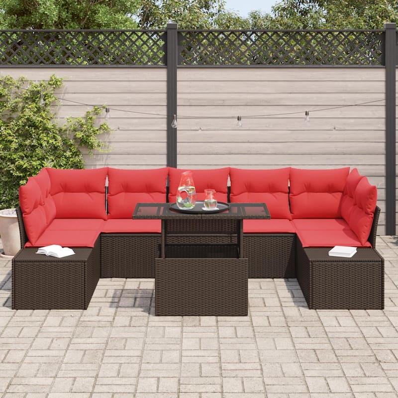 vidaXL 8 Piece Garden Sofa Set with Cushions - 113.8×60.6×27.2