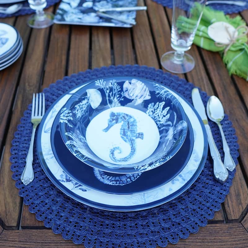 Certified International Sea Life Melamine 7.5" All Purpose Bowls, Set of 6 - 7.5" Diameter x 2"
