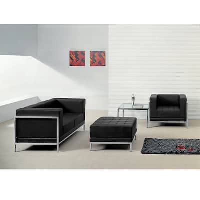LeatherSoft Modular Loveseat, Chair & Ottoman Set w/Taut Back &Seat - 28.75"D x 27.25"H - 28.75"D x 27.25"H
