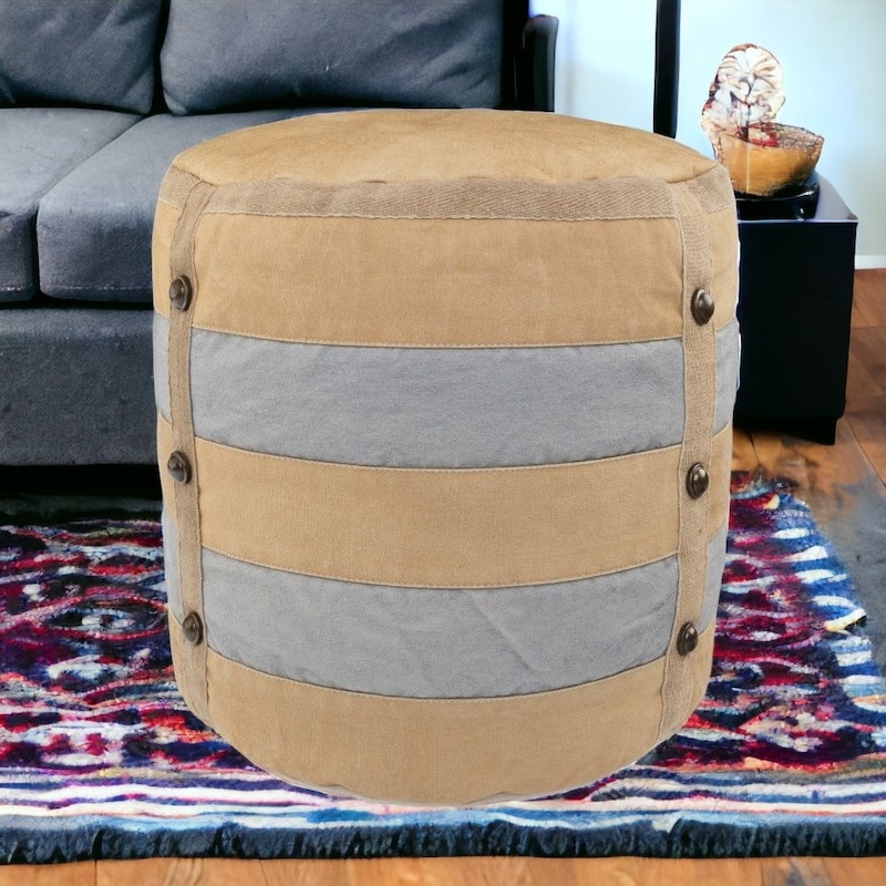 HomeRoots 16" Tan 100% Cotton Ottoman