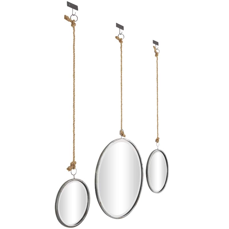 Metal Hanging Wall Mirror - Set of 3 Dark Gray - Roche River Decor