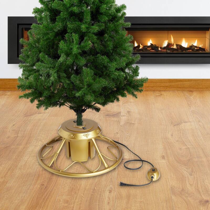 Home Heritage Rotating Tree Stand Base w/Stanley 9' Skinny Pencil Christmas Tree - 15