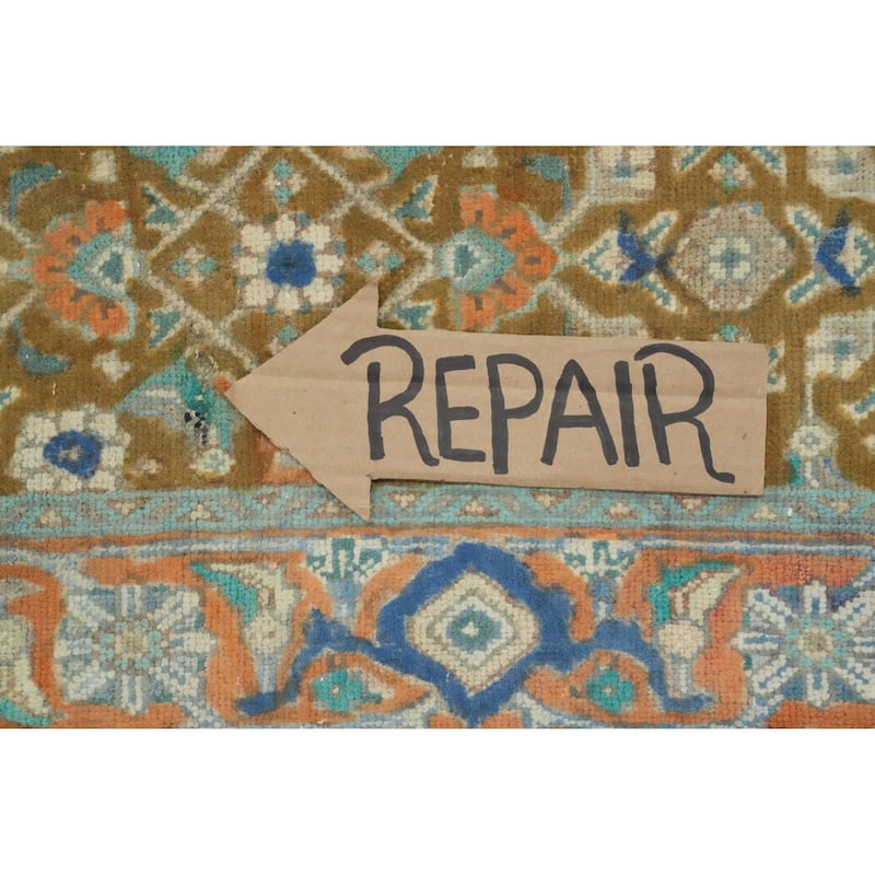 Hand Knotted Oriental 100% Wool Carpet Traditional Floral Green Tabriz Area Rug - 6' 8'' X 4' 10''