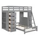 preview thumbnail 8 of 34, Twin Over Twin Bunk Bed with LED Lights & USB Ports, Grey, with Storage