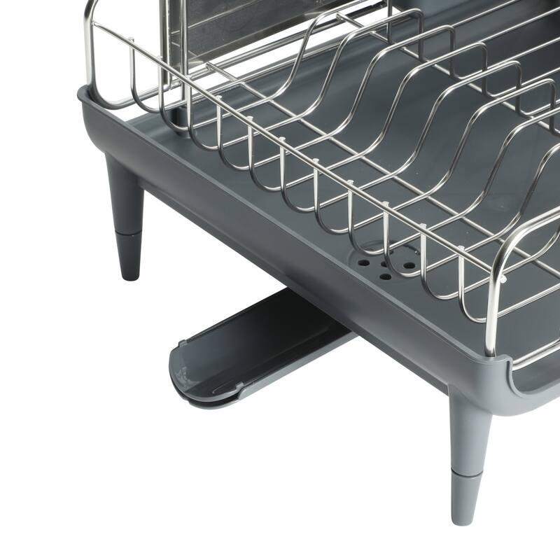 Kenmore Loxdell Expandable Full Size Rust Resistant Dish Rack with Drain Board and Flatware Caddy