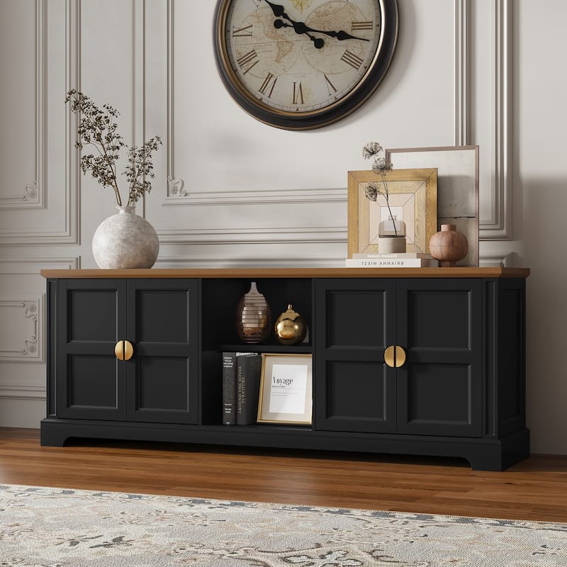 Mid-Century Modern TV Stand for TVs up to 75" - Black