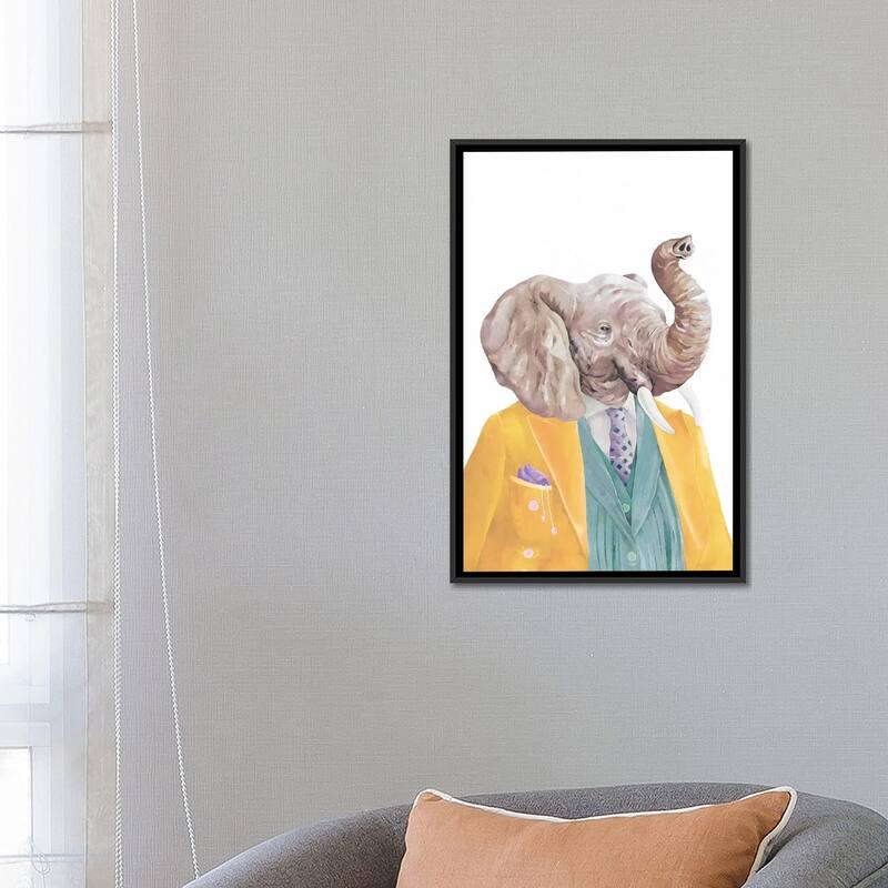 iCanvas "Golden Coated Elephant" by Animal Crew Framed