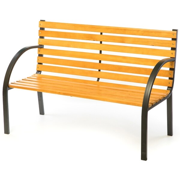 Wooden slatted garden bench store