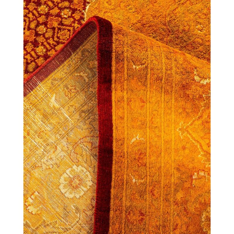 Overton Hand Knotted Wool Vintage Inspired Modern Contemporary Overdyed Orange Area Rug - 8' 1" x 10' 2"