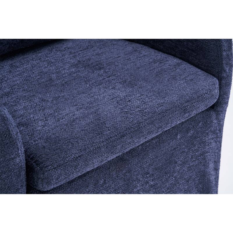 Fabric Dining Armchair With Back Cushion and Universal Wheels