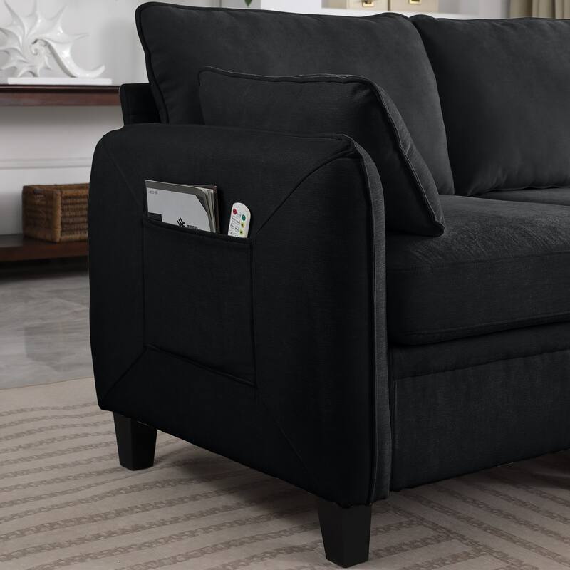 109.4" Chenille Sectional Sofa with Two Ottomans