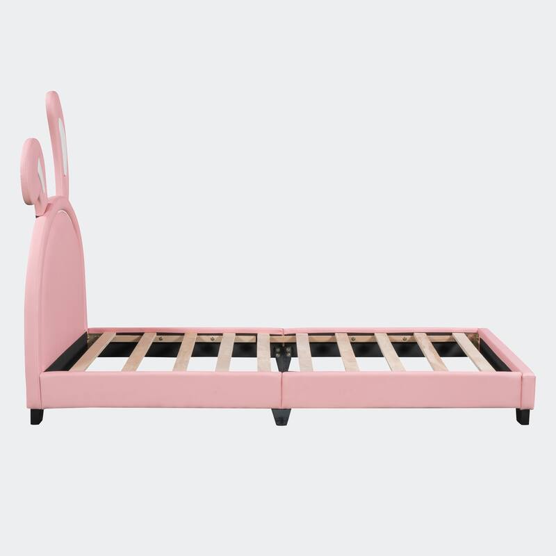 Twin Size Upholstered Leather Platform Bed