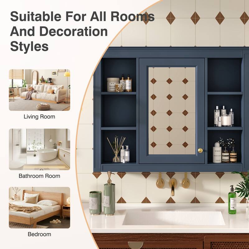 35'' x 27.5'' Medicine Cabinet (Not Include Bathroom Vanity ) - Blue