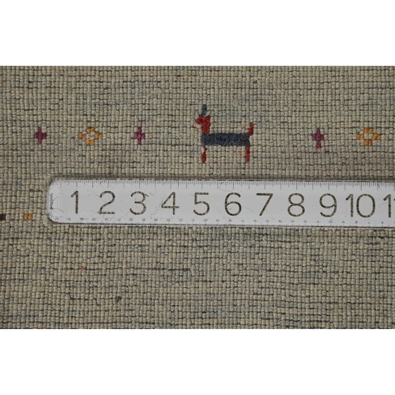 Hand Knotted Oriental 100% Wool Carpet Tribal Animal Pictorial Green Gabbeh Area Rug - 5' 10'' X 3' 11''