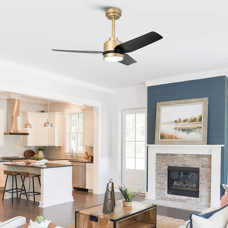 Modern 42" Gold ABS Intergated LED Ceiling Fan with Light and Remote