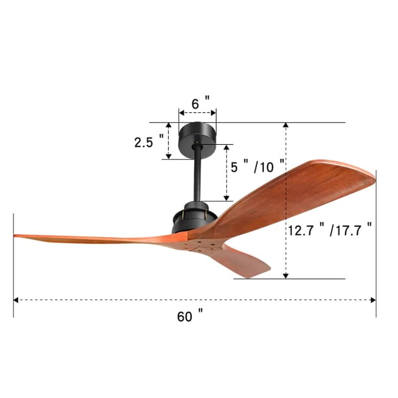 60 in Ceiling Fan 3 Wood Blade with Remote Control
