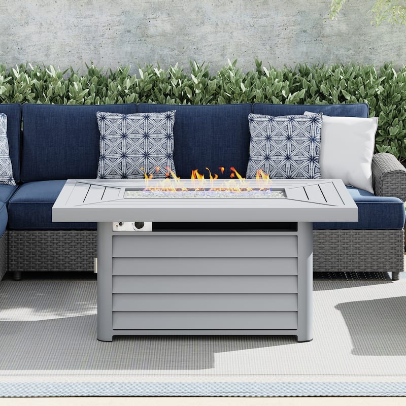Corvus Wevok Rectangle Aluminum Propane Fire Pit Table
