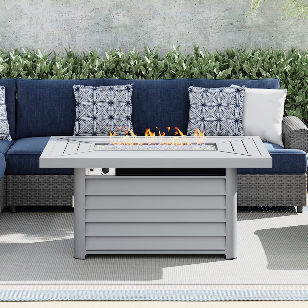 Corvus Wevok Rectangle Aluminum Propane Fire Pit Table