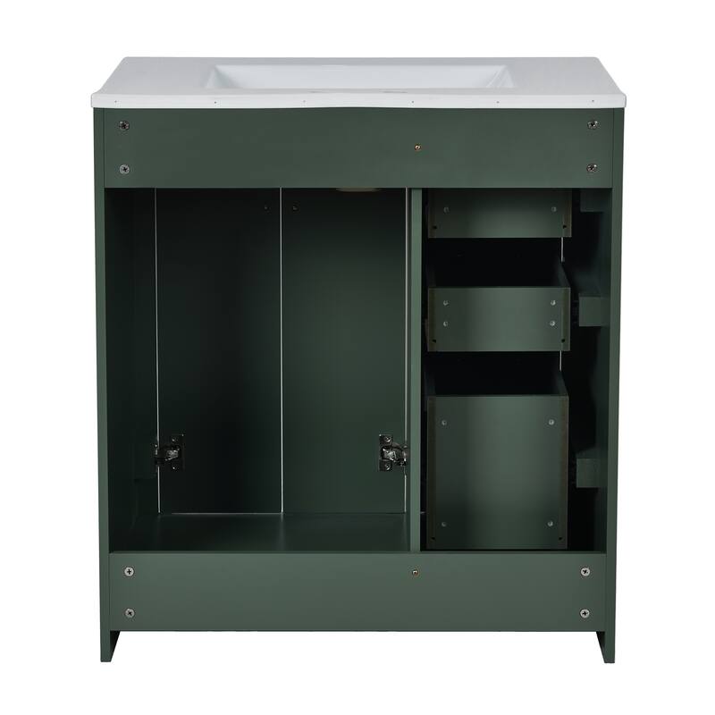 GDFStudio - Montvale Modern Freestanding Bathroom Vanity with Ceramic Sink and 3 Storage Drawers & Soft Closing Doors - 30'W