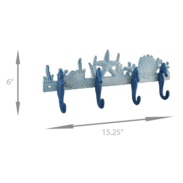 Shop Blue And White Seahorses Sea Life Cast Iron Wall Hook 6 X