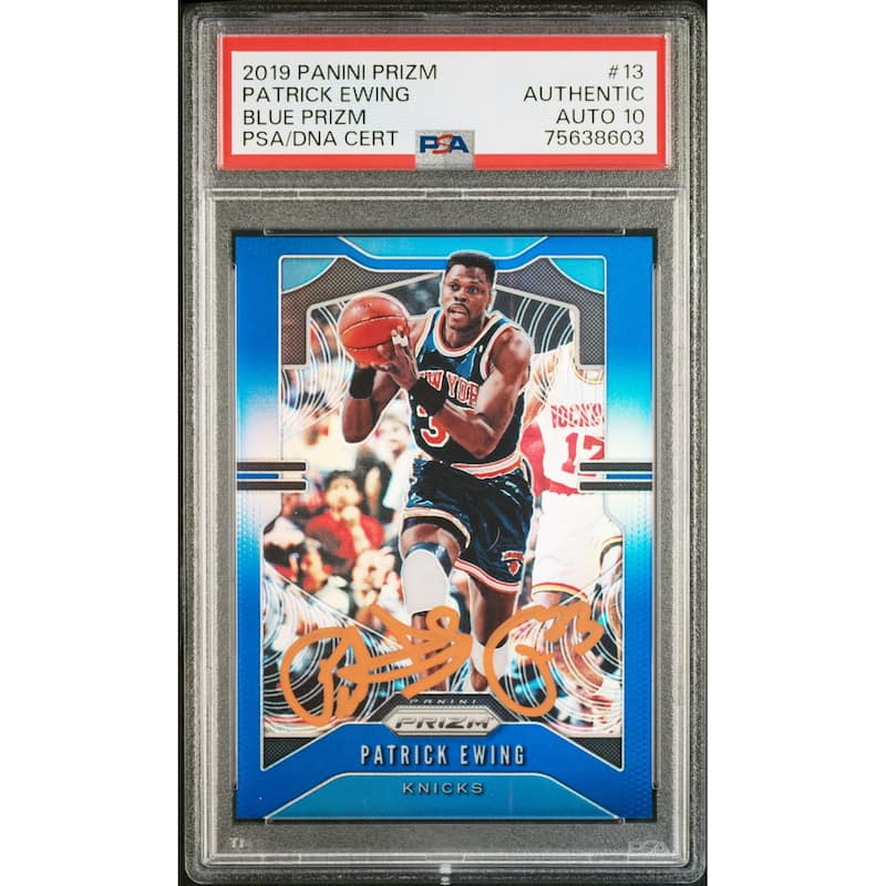 Patrick Ewing 2019 Panini Blue Prizm Signed Card #13 Auto Graded PSA 10 174/199 - 8'6" x 11'6"
