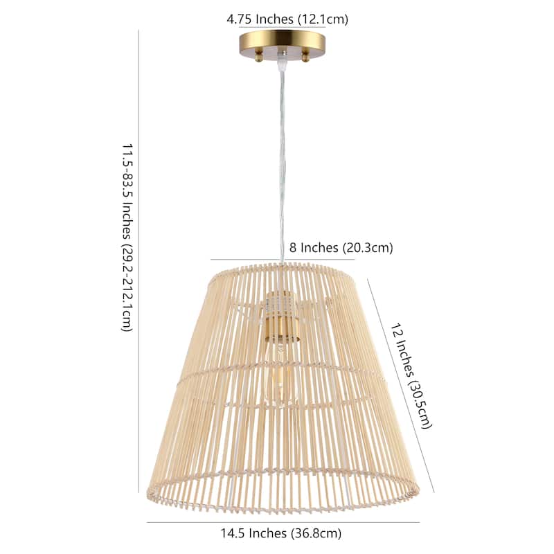 SAFAVIEH Lighting Egne 14.5-inch Pendant - 15" W x 15" D x 12-192" H - Natural - 15Wx15Dx192H