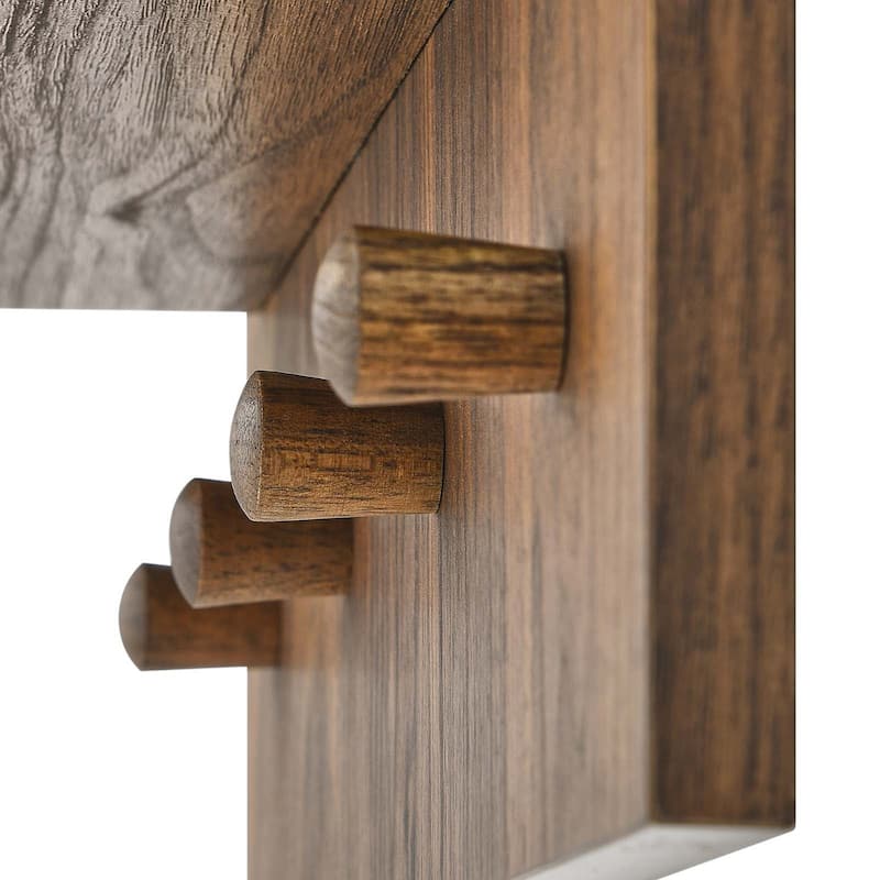 Teresa Modern Walnut Wall Mirror with Shelf and Hooks