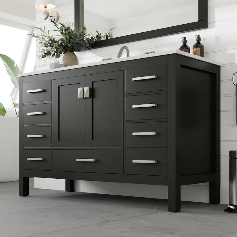 Eviva Aberdeen 54"W Bath Vanity with Carrara Quartz Top