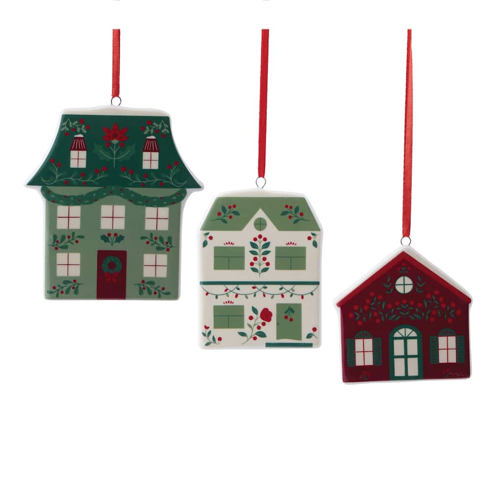 Ceramic House Ornament Assortment Set of 9