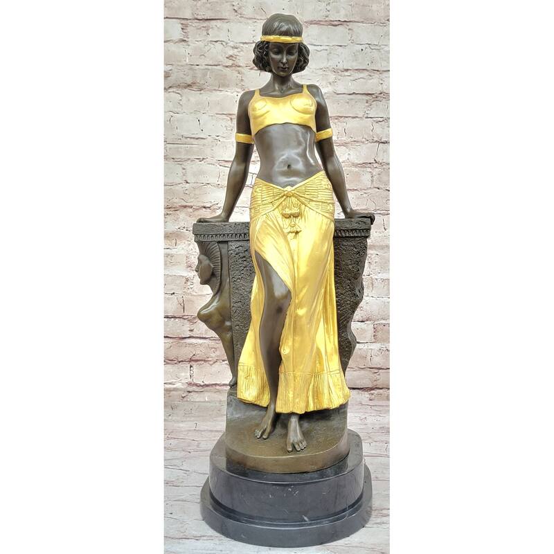 Art Deco Bronze Egyptian Girl Cleopatra Figure Sculpture Statue Original Art By Milo