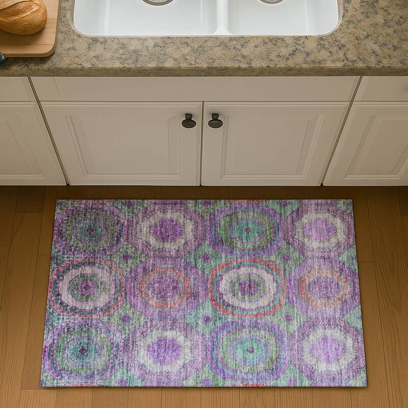 Premium Washable Super Soft Traditional Mamluk Mayfield Rug - Purple - 1'8" x 2'6"