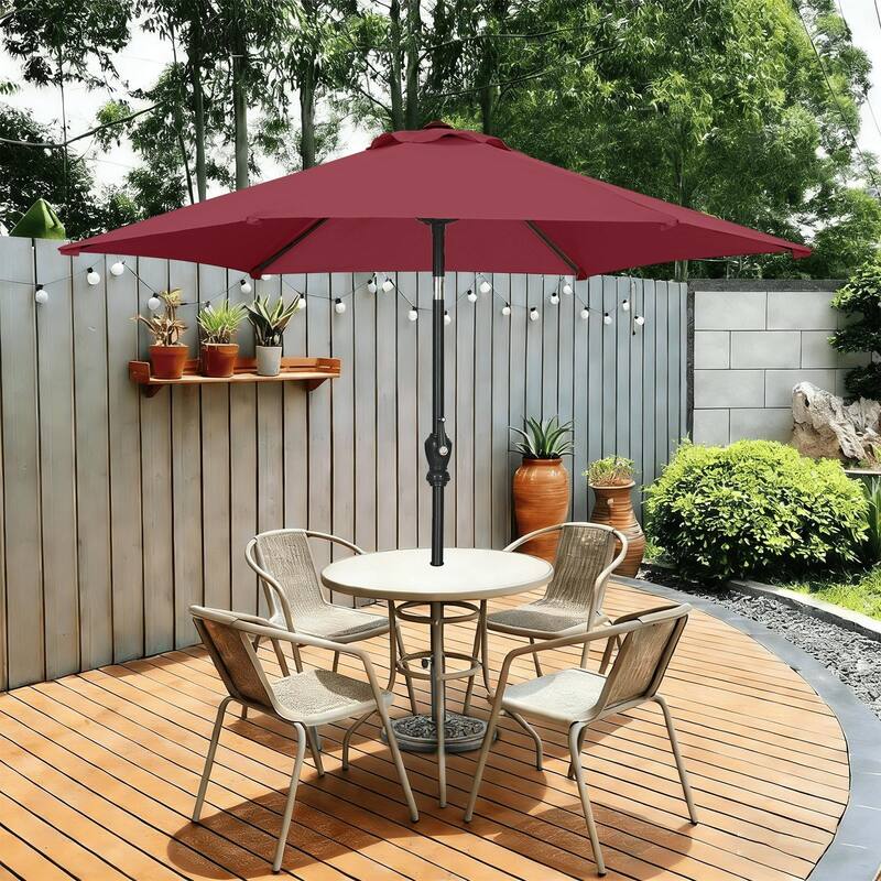 Autlaycil 7.5ft Outdoor Patio Umbrella with Tilt & Crank Base included - BurgundyRed