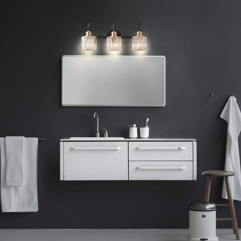 ExBrite Modern Rose Gold 3/4-light Bathroom Dimmable Crystal Vanity Lights Wall Sconces