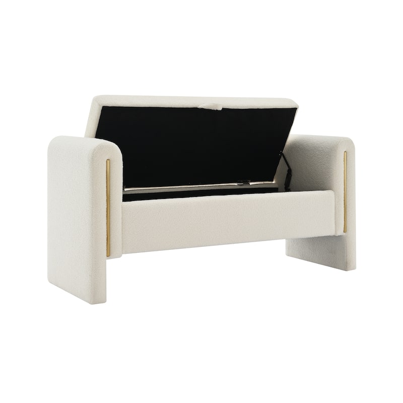 Christopher Knight Home - Athena Modern Teddy Fabric Bed-End Storage Bench with Arms