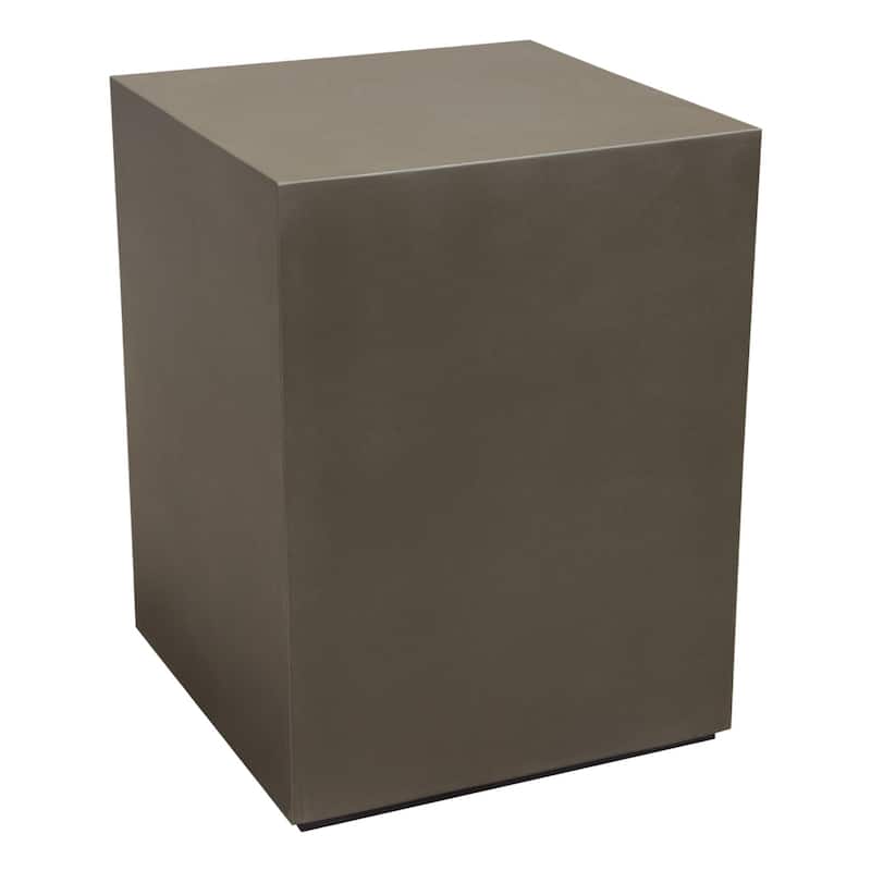 Viko Side End Table, 20 Inch Natural Cement Gray Square Pedestal