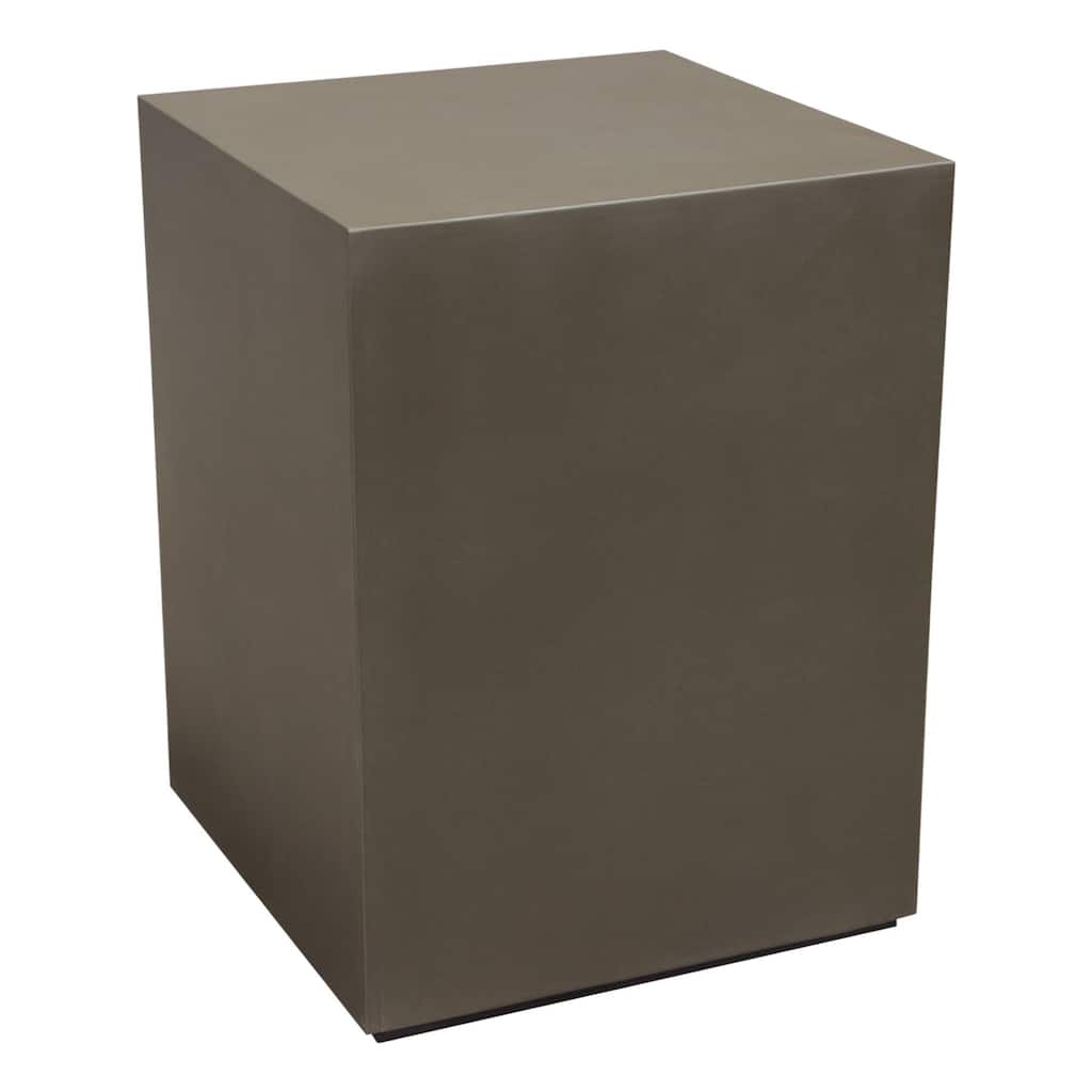 Viko Side End Table, 20 Inch Natural Cement Gray Square Pedestal