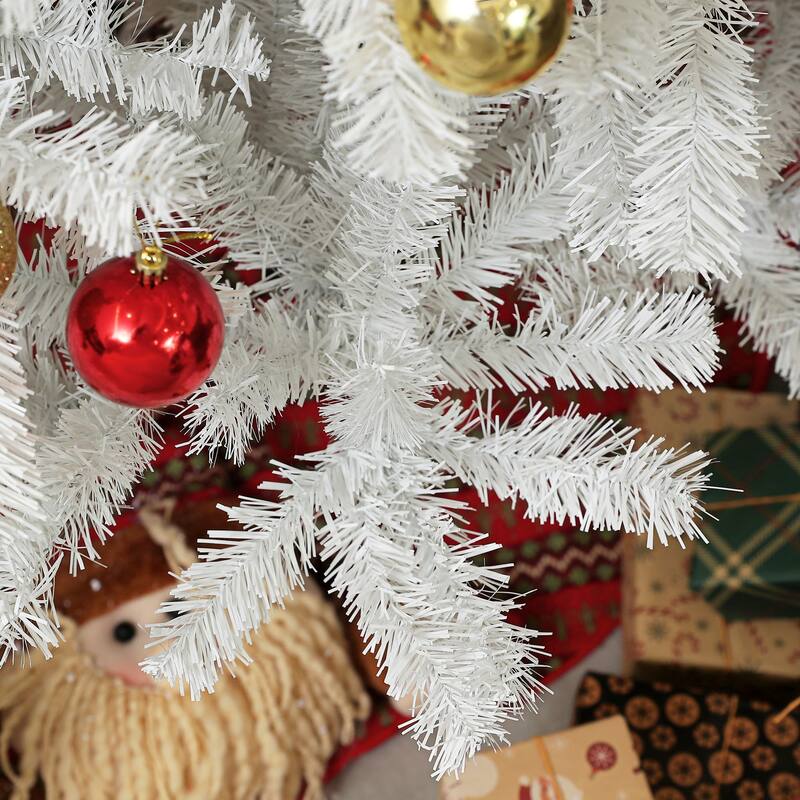 HOMCOM Unlit Artificial Christmas Tree - Auto Open, Steel Base, White